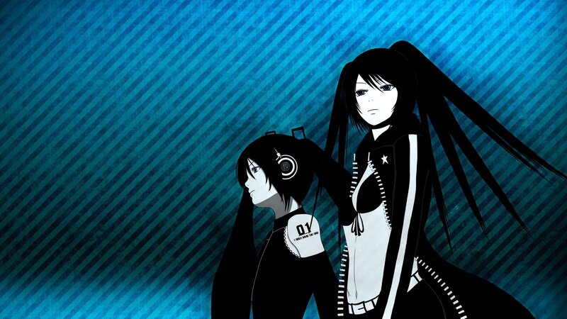 Two Anime Girls — Blue, Dramatic, Headphones