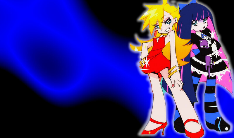Two Anime Girls — Blue, Dramatic, Red Dress