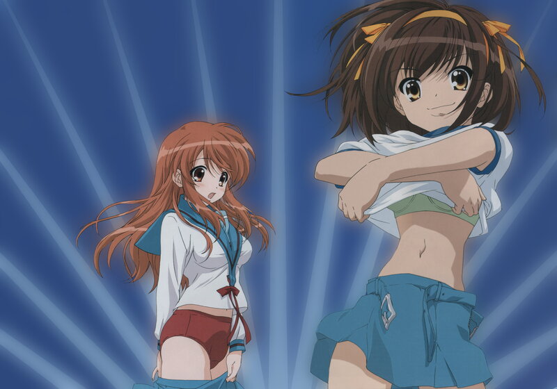 Two Anime Girls — Blue, Dramatic, School Uniforms