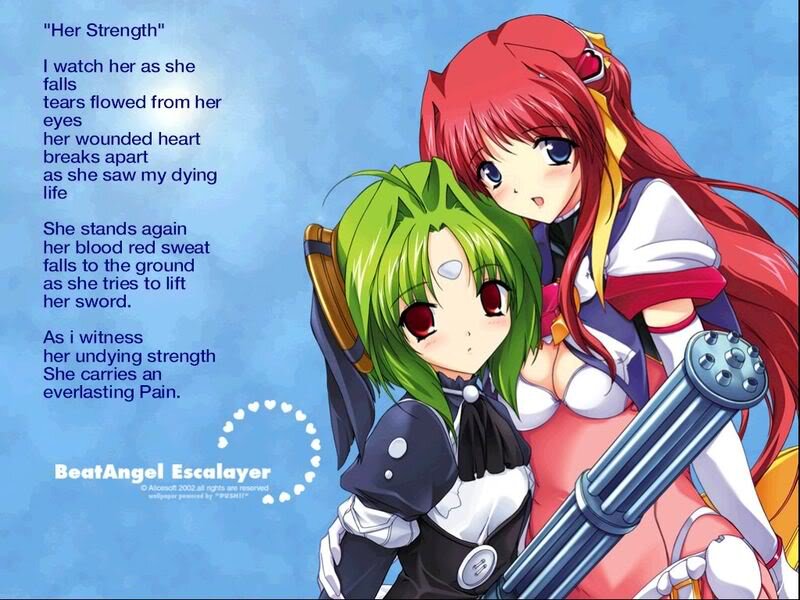 Two Anime Girls — Blue, Dramatic, Sword