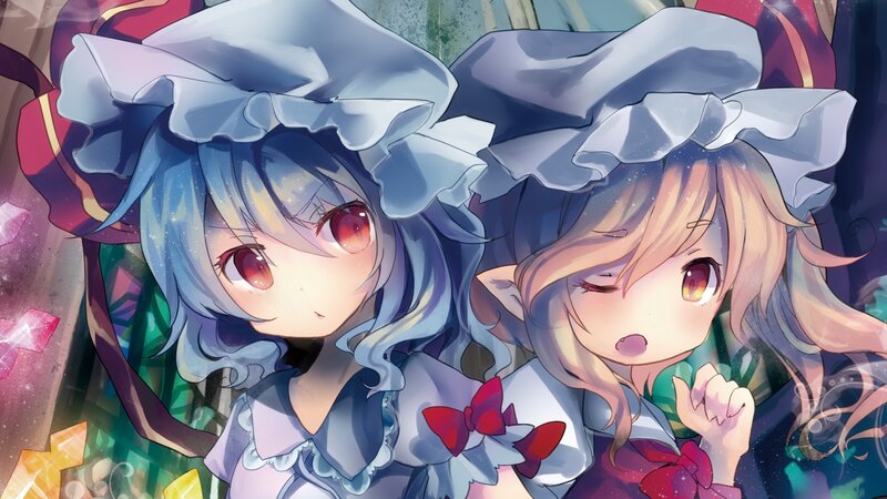 Two Anime Girls — Blue, Dreamy, Bows