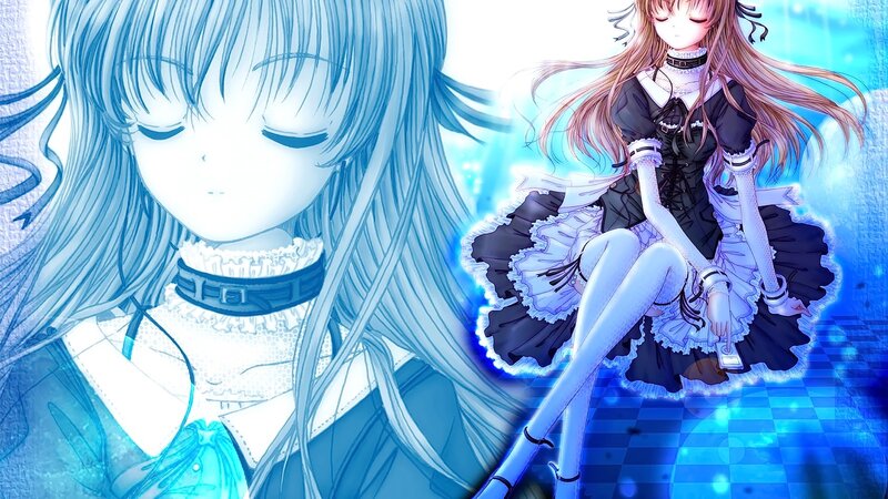 Two Anime Girls — Blue, Dreamy, Choker