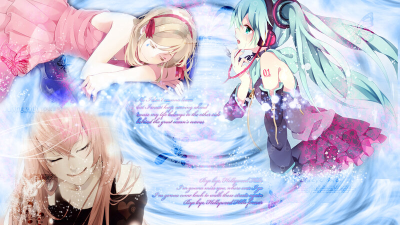 Two Anime Girls — Blue, Dreamy, Digital Art, Butterflies