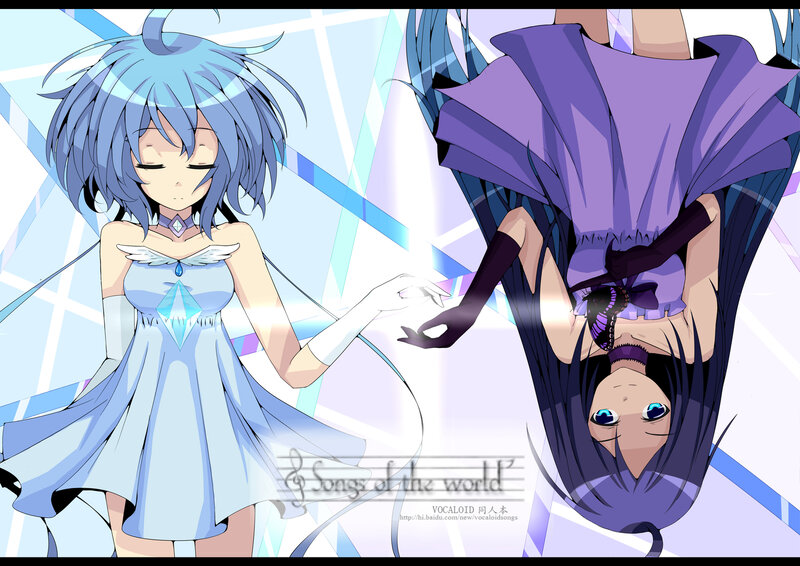 Two Anime Girls — Blue, Dreamy, Dresses