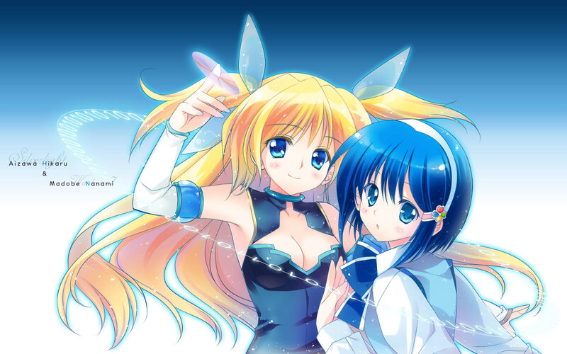 Two Anime Girls — Blue, Dreamy, Long Hair, Blue Eyes