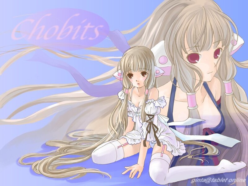 Two Anime Girls — Blue, Dreamy, Long Hair, Cat Ears