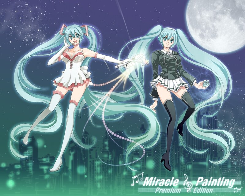 Two Anime Girls — Blue, Dreamy, Night, Digital Art, Moon
