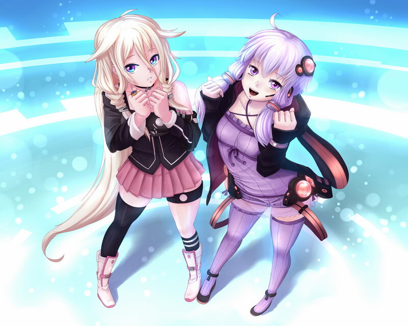 Two Anime Girls — Blue, Energetic, Anime Art
