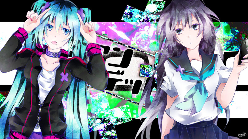 Two Anime Girls — Blue, Energetic, School Uniform