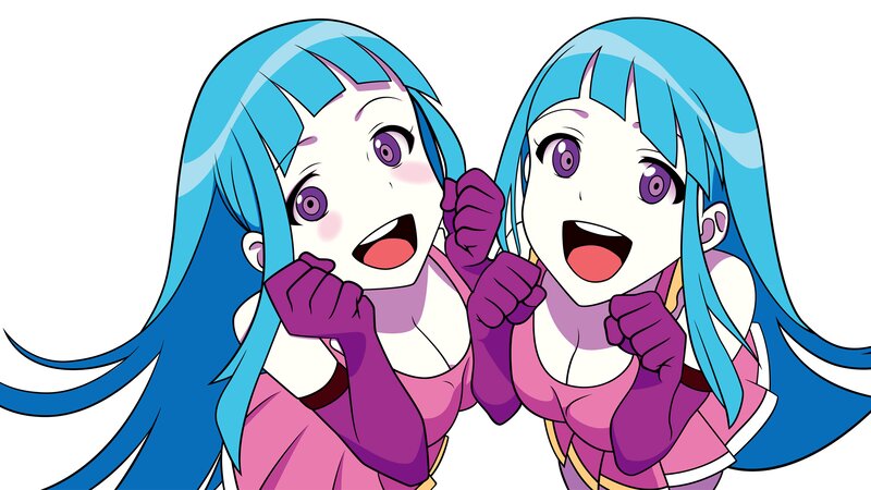 Two Anime Girls — Blue, Excited