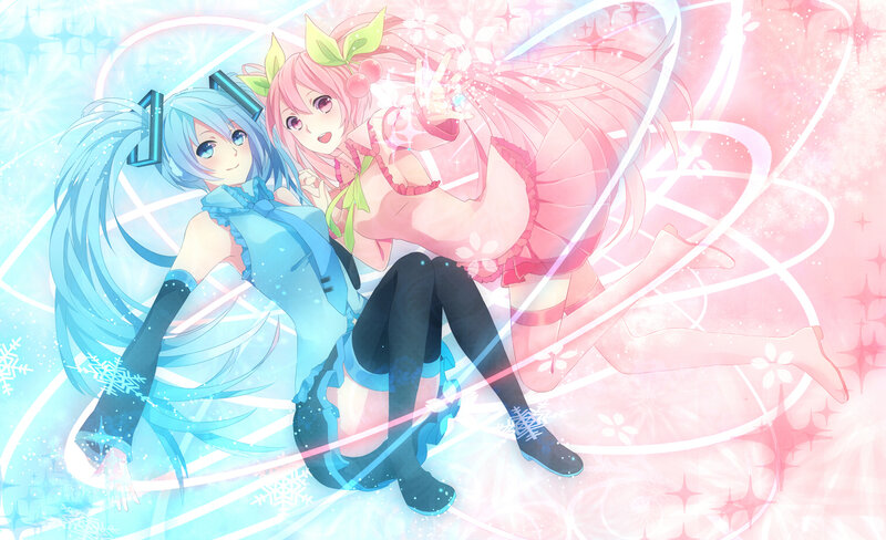 Two Anime Girls — Blue, Festive, Winter