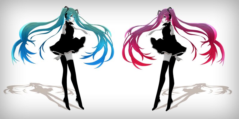 Two Anime Girls — Blue, Neutral, Digital Art