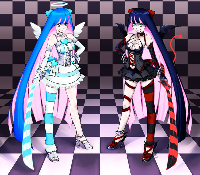 Two Anime Girls — Blue, Playful, Digital Art