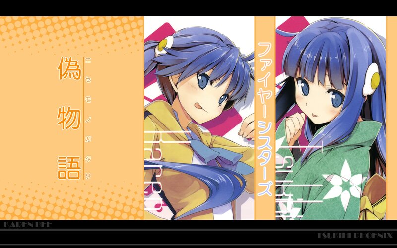 Two Anime Girls — Blue, Playful, Text