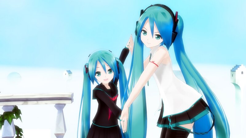 Two Anime Girls — Blue, Serene, 3d Render