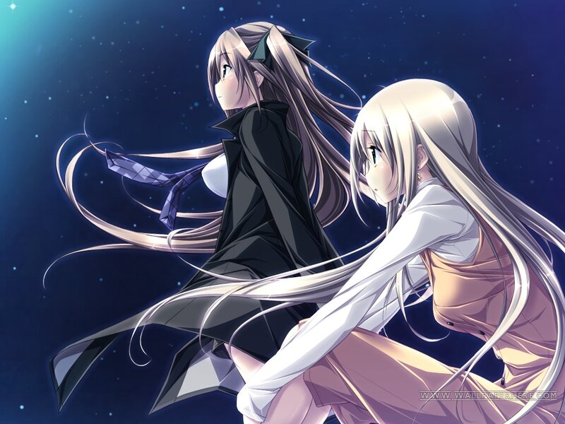 Two Anime Girls — Blue, Serene, Night