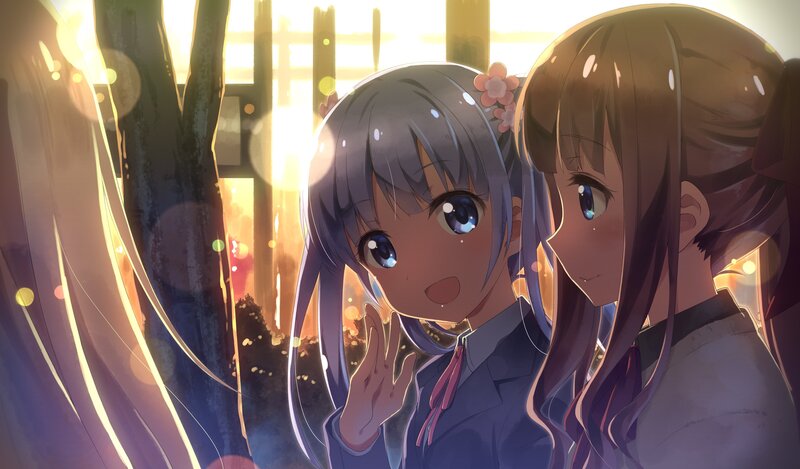 Two Anime Girls — Blue, Warm
