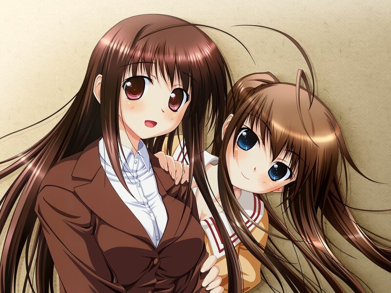 Two Anime Girls — Brown, Calm, School Uniform