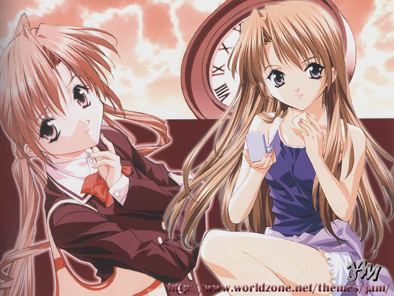Two Anime Girls — Brown, Dramatic, Sunset
