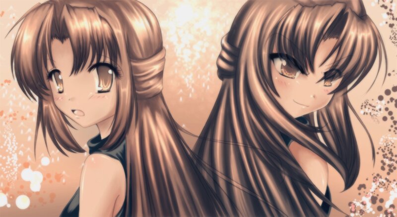 Two Anime Girls — Brown, Dreamy
