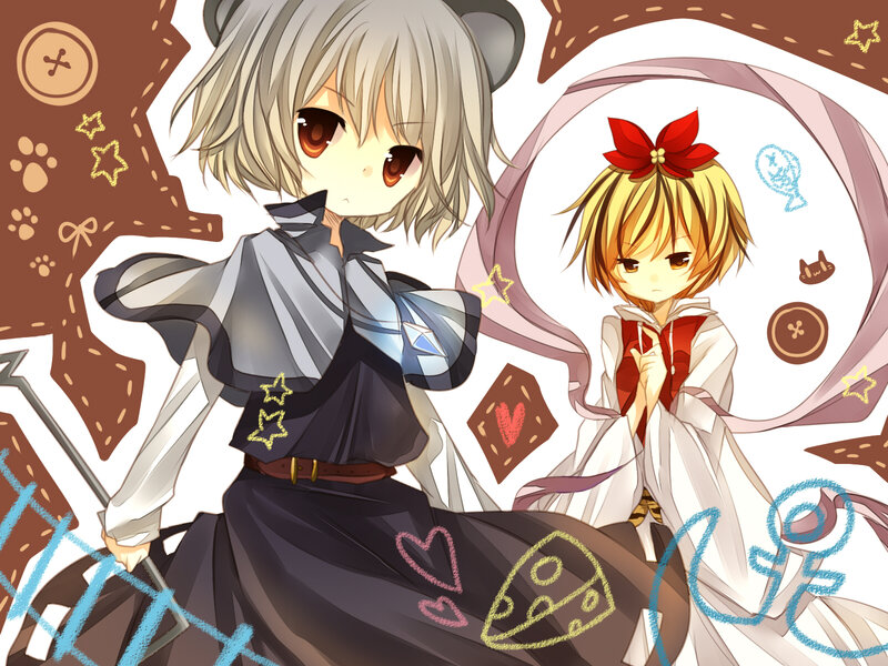 Two Anime Girls — Brown, Playful, Bear Ears