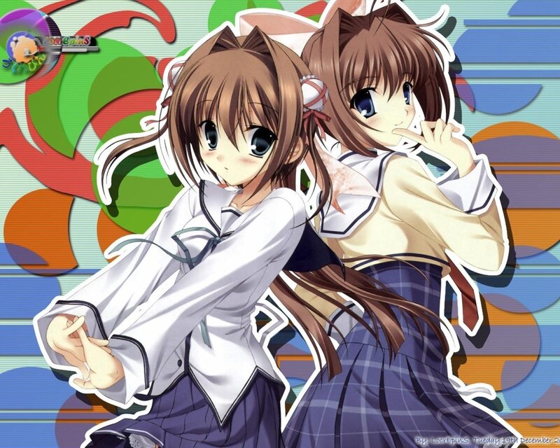 Two Anime Girls — Brown, Playful, School Uniforms