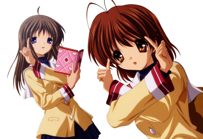 Two Anime Girls — Brown, Playful