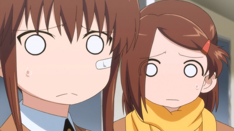Two Anime Girls — Brown, Surprised, School Uniform
