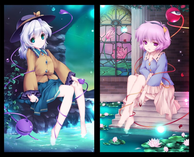 Two anime girls by water