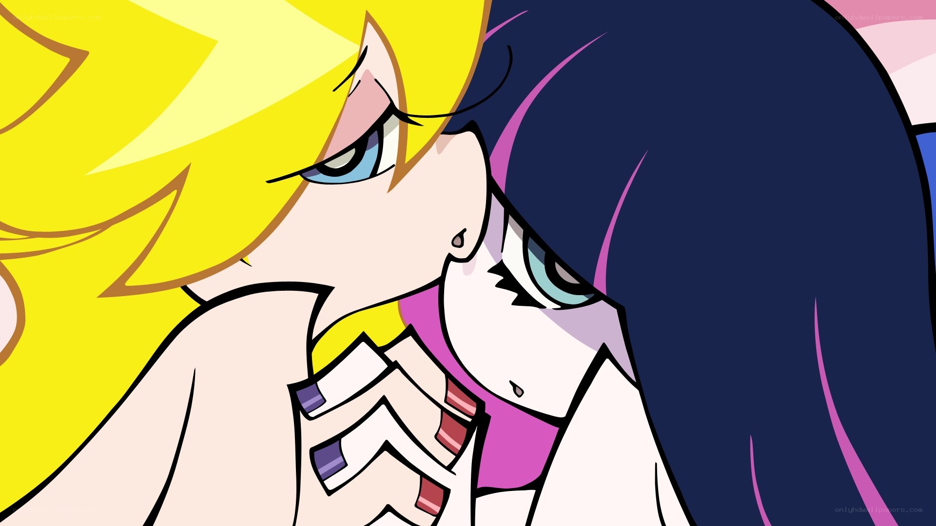 two anime girls close-up