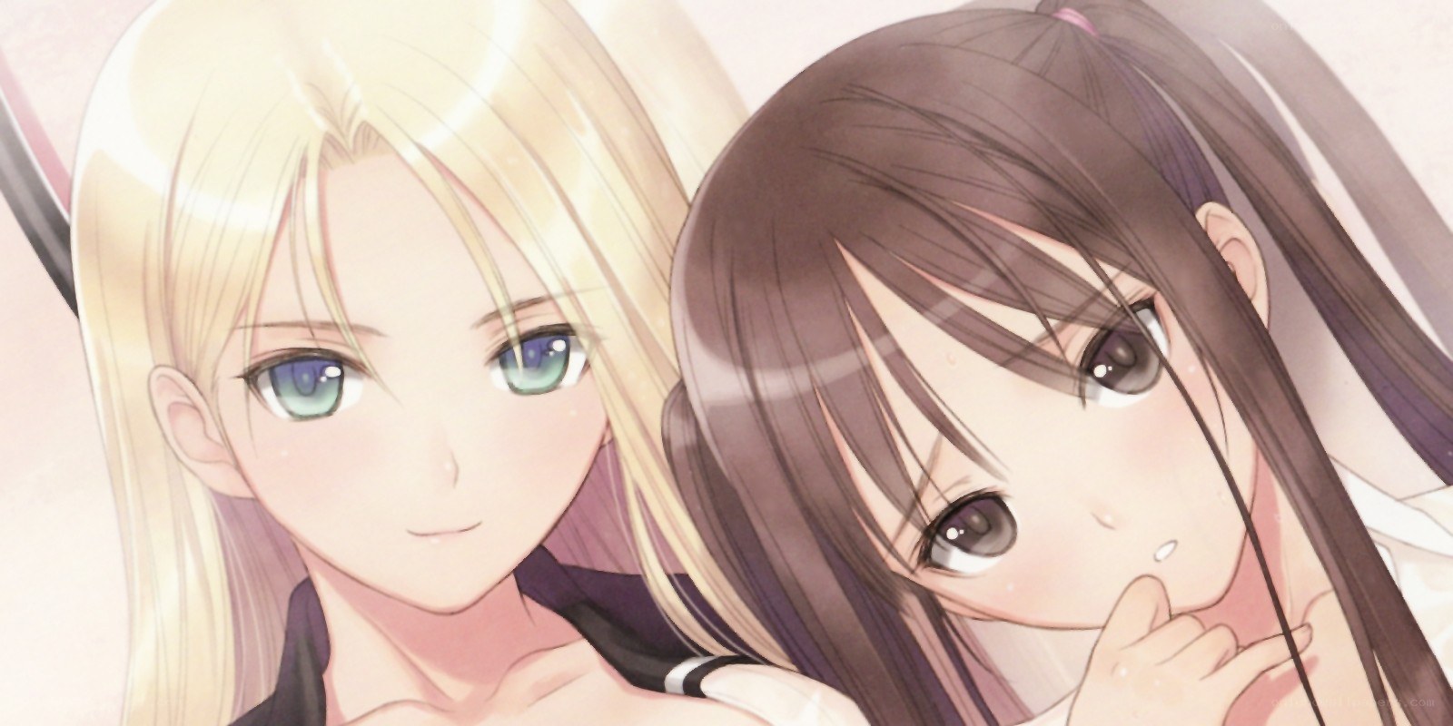 two anime girls close-up