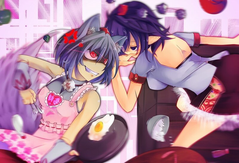 Two anime girls cooking together