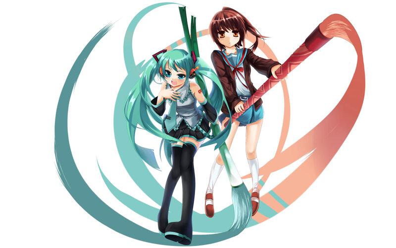 Two Anime Girls — Cyan, Playful