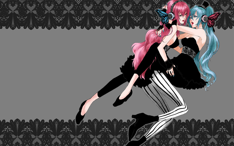 Two anime girls dancing