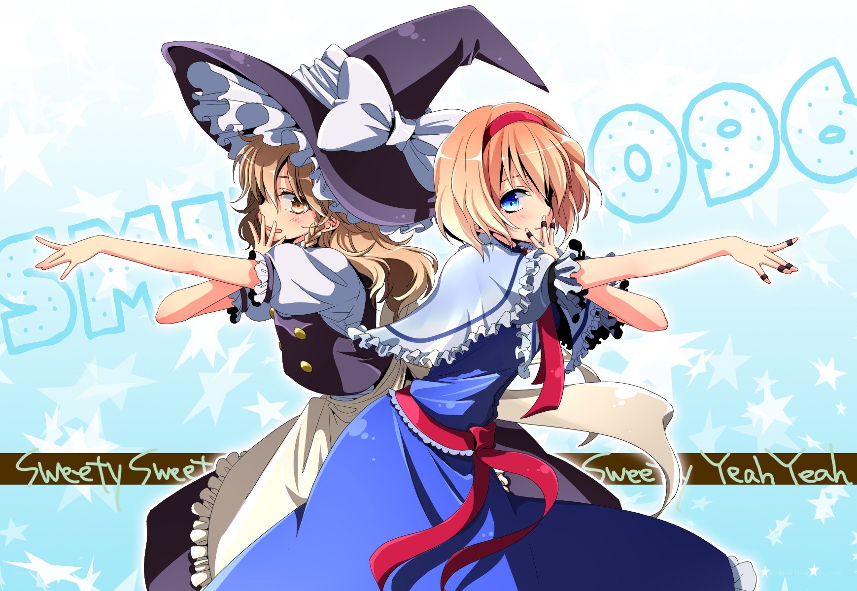Two anime girls dancing