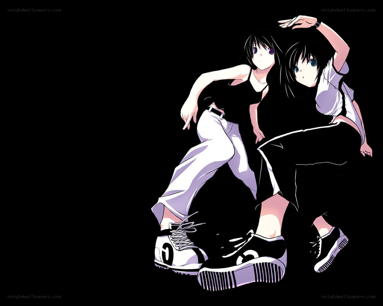 two anime girls dancing