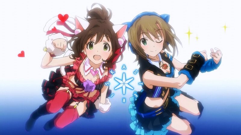 Two Anime Girls Dancing — Blue, Cheerful, Cat Ears