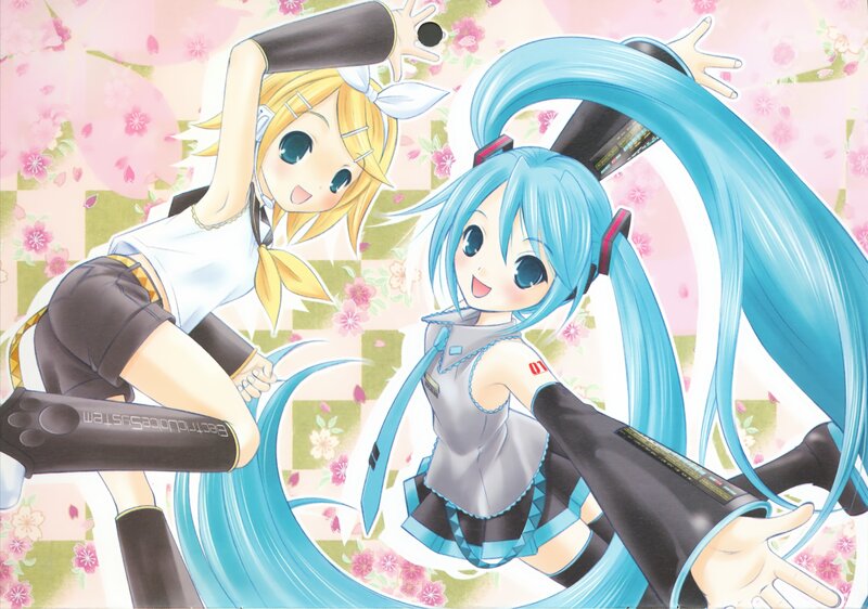 Two Anime Girls Dancing — Blue, Cheerful