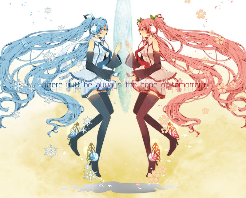 Two Anime Girls Dancing — Blue, Dreamy, Digital Art