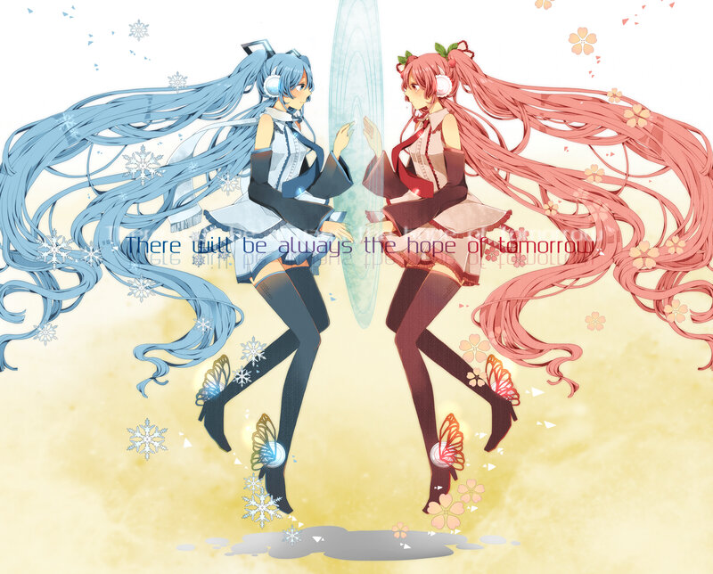 Two Anime Girls Dancing — Blue, Dreamy