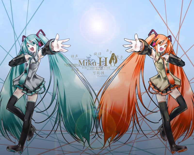 Two Anime Girls Dancing — Blue, Energetic