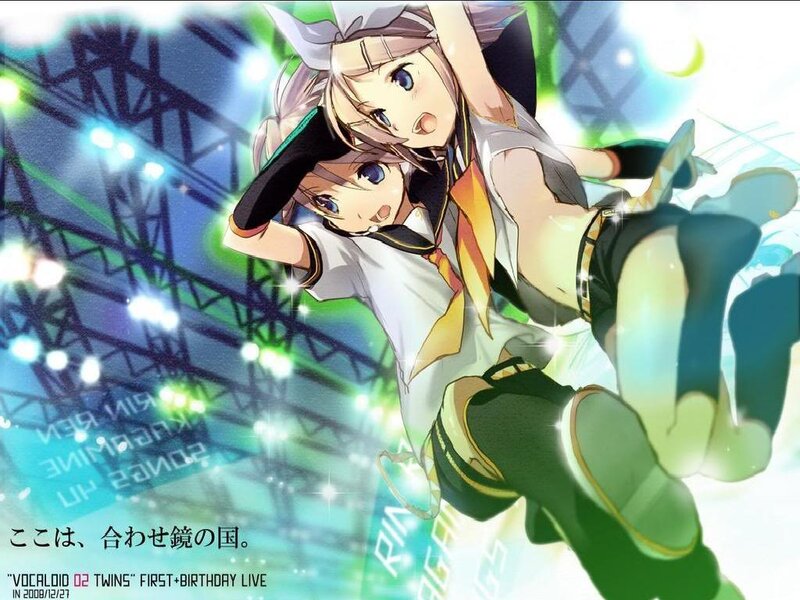 Two Anime Girls Dancing — Green, Energetic, Night