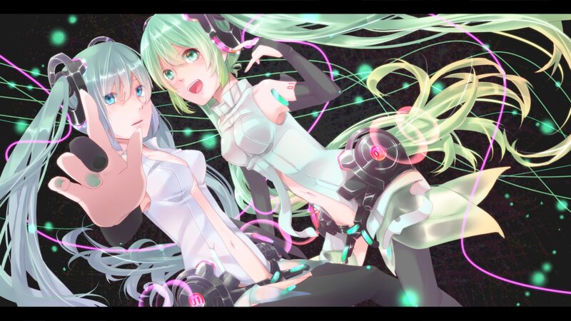 Two Anime Girls Dancing — Green, Energetic