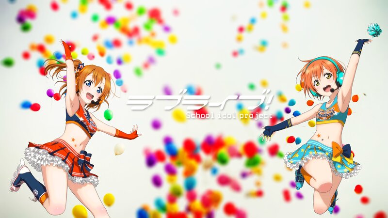 Two Anime Girls Dancing — Orange, Festive, Energetic