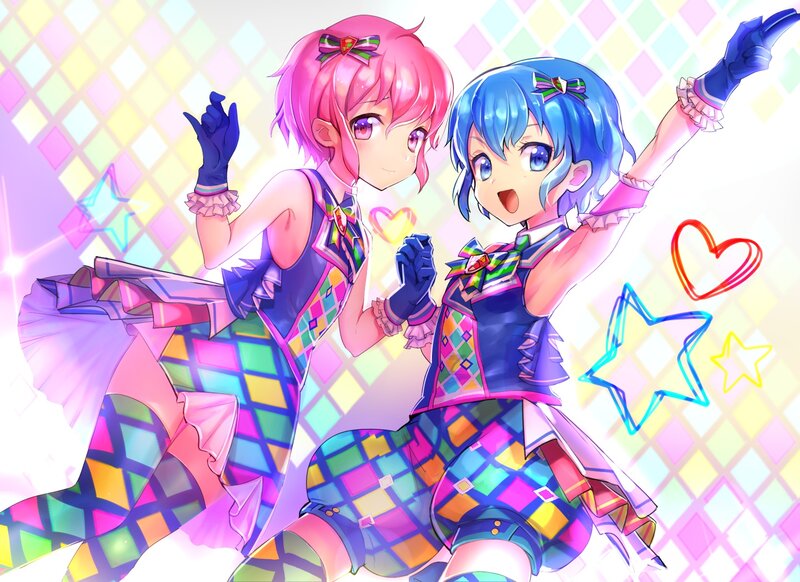 Two Anime Girls Dancing — Pink, Cheerful, Heart