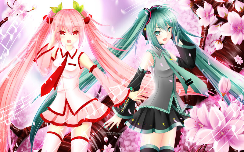 Two Anime Girls Dancing — Pink, Cheerful, Spring