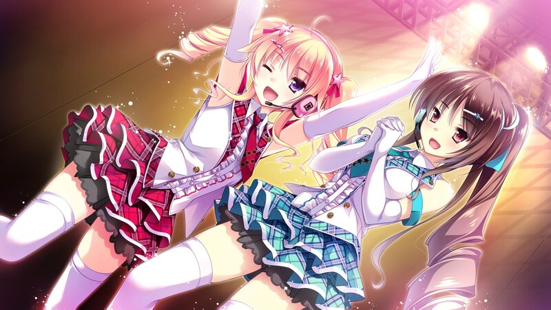Two Anime Girls Dancing — Pink, Energetic, Microphone