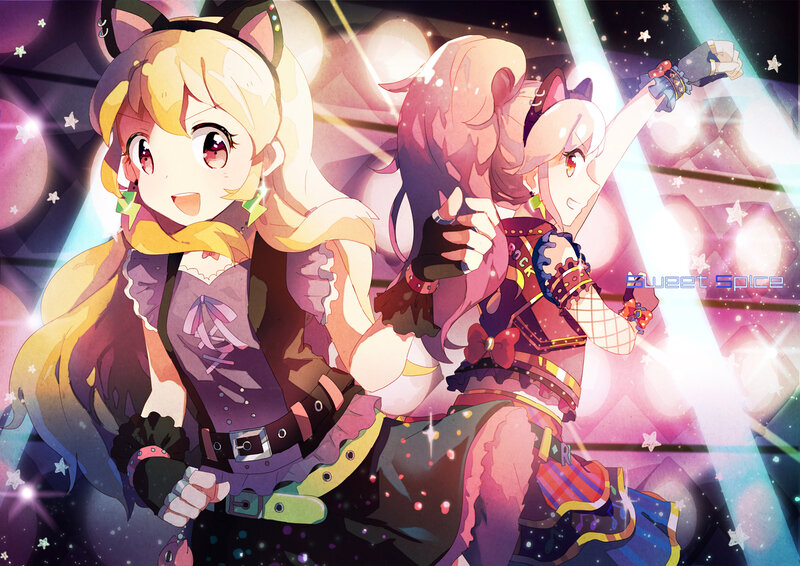 Two Anime Girls Dancing — Pink, Energetic, Night