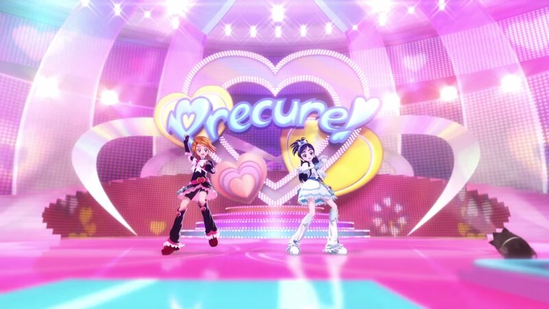 Two Anime Girls Dancing — Pink, Energetic, Stage