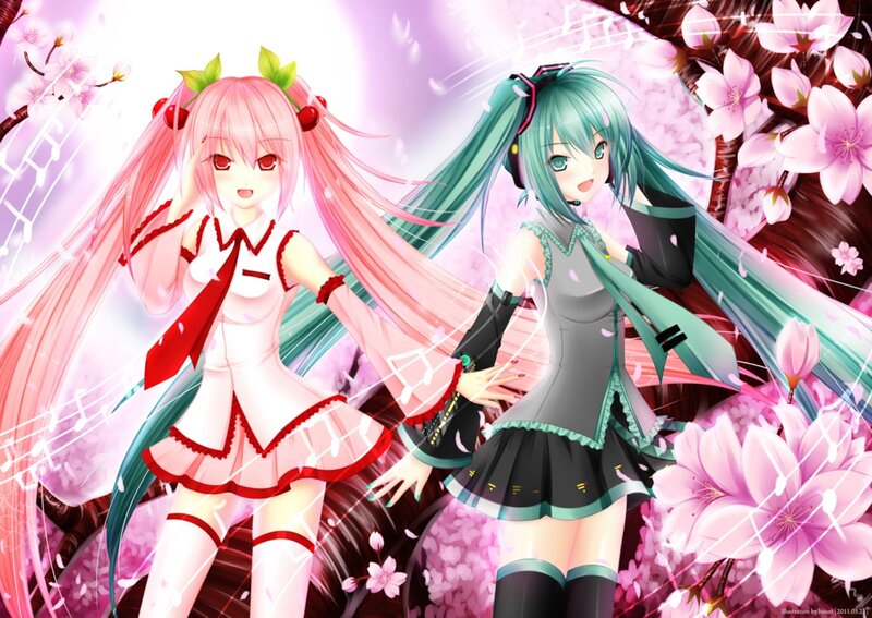 Two Anime Girls Dancing — Pink, Festive